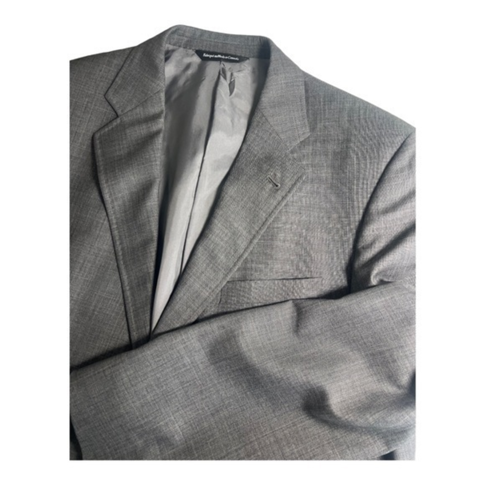 Coppley Mens Blazer "Baldwin"44W38R Notched Lapel Gray Heathered Light‎ Wool